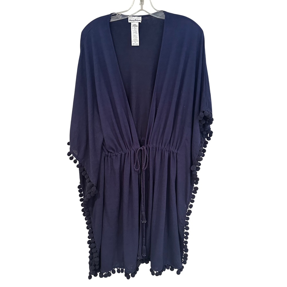 Tommy Bahama Deep Blue Pom-Pom Swim Coverup - Picture 3 of 10